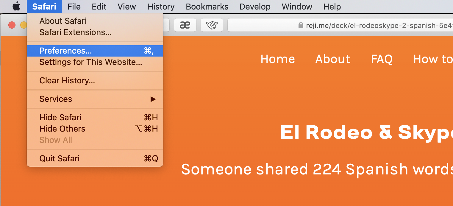 Activar la extensión de Mate en los ajustes de Safari